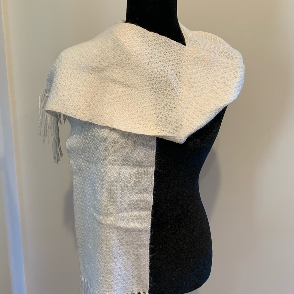 Alpaca diamond knit scarf white Fringe Scarf 65"